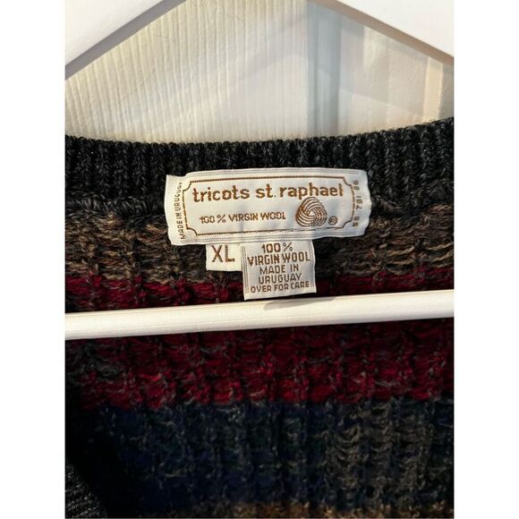 Tricots St. Raphael 100% Virgin Wool Gray Print Vest sz XL EUC - Picture 3 of 7